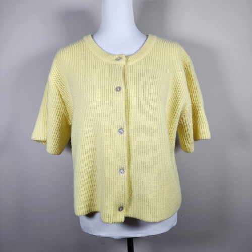 Yellow knit cardigan sweater - knit,