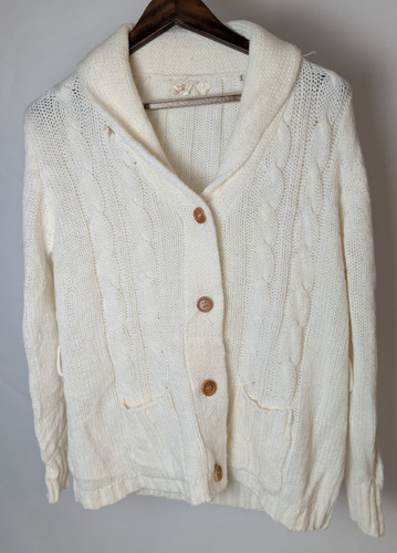 Weiße schwere strickjacke - schwere, xl