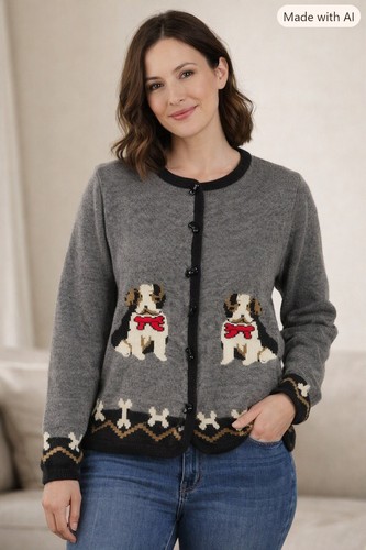 Vintage tally dog intarsia - vintage,