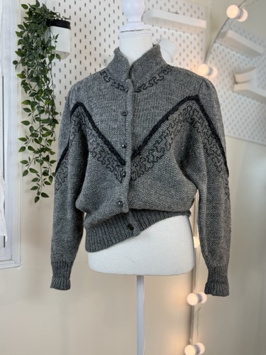 Vintage wool knit cardigan - wool,