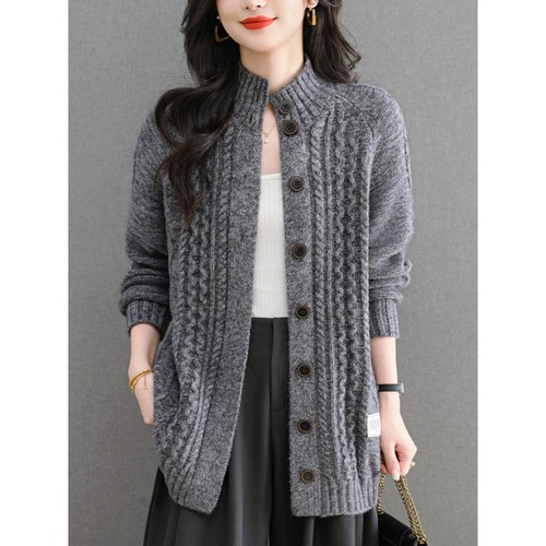 Damen strickjacke zopfmuster - strickjacke,