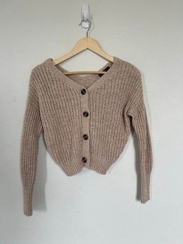 Beige knit cardigan sweater - beige,